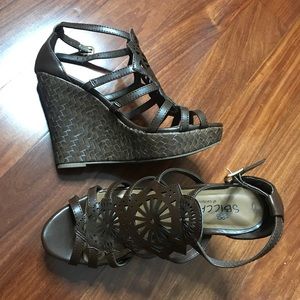 Dark Brown Wedges (Size 6)